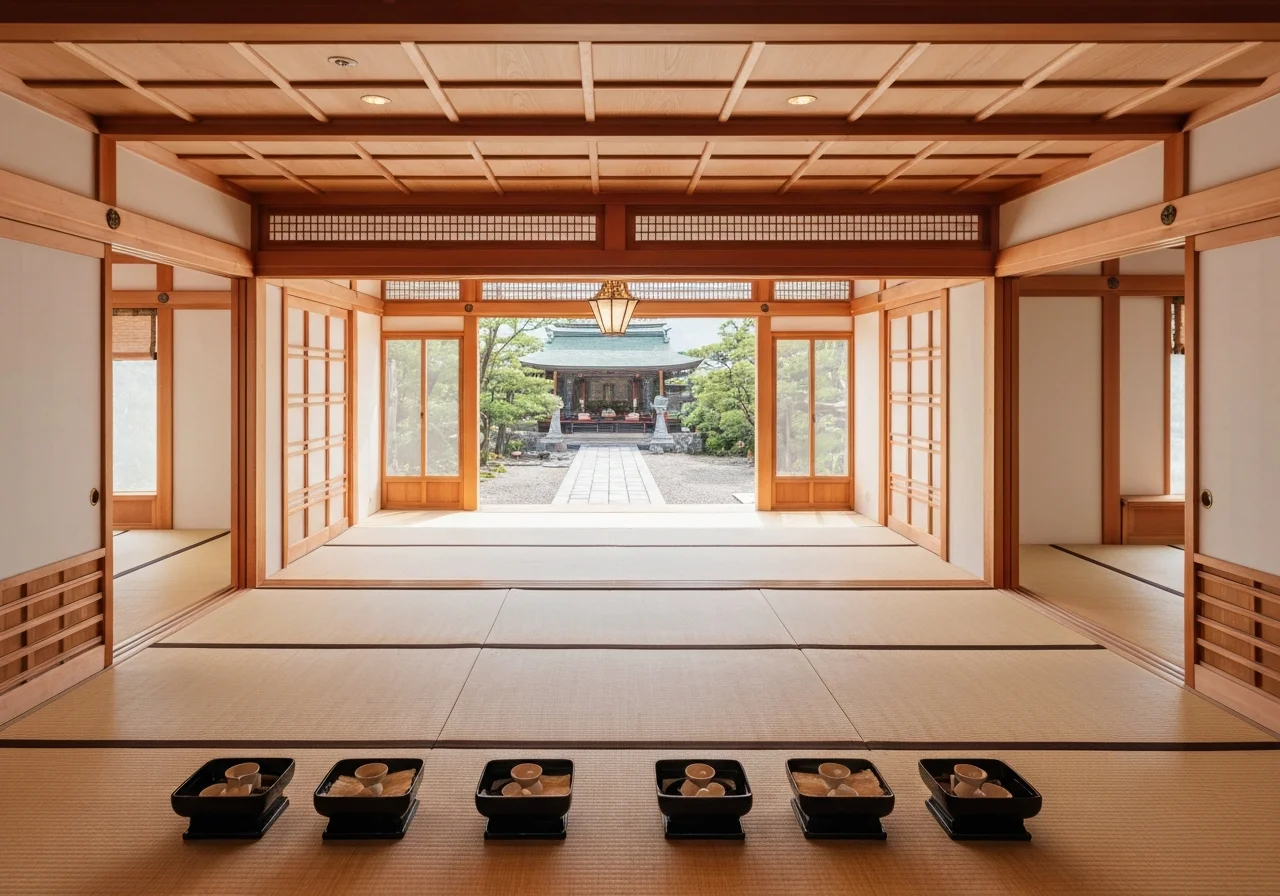 山門と境内の木々が見える写真